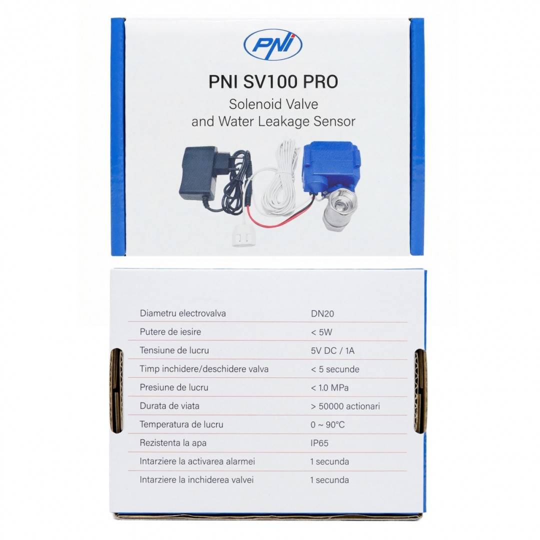 Kit anti-inundatie PNI SV100 PRO senzor si electrovalva DN20 3/4, 1.0MPa, IP65