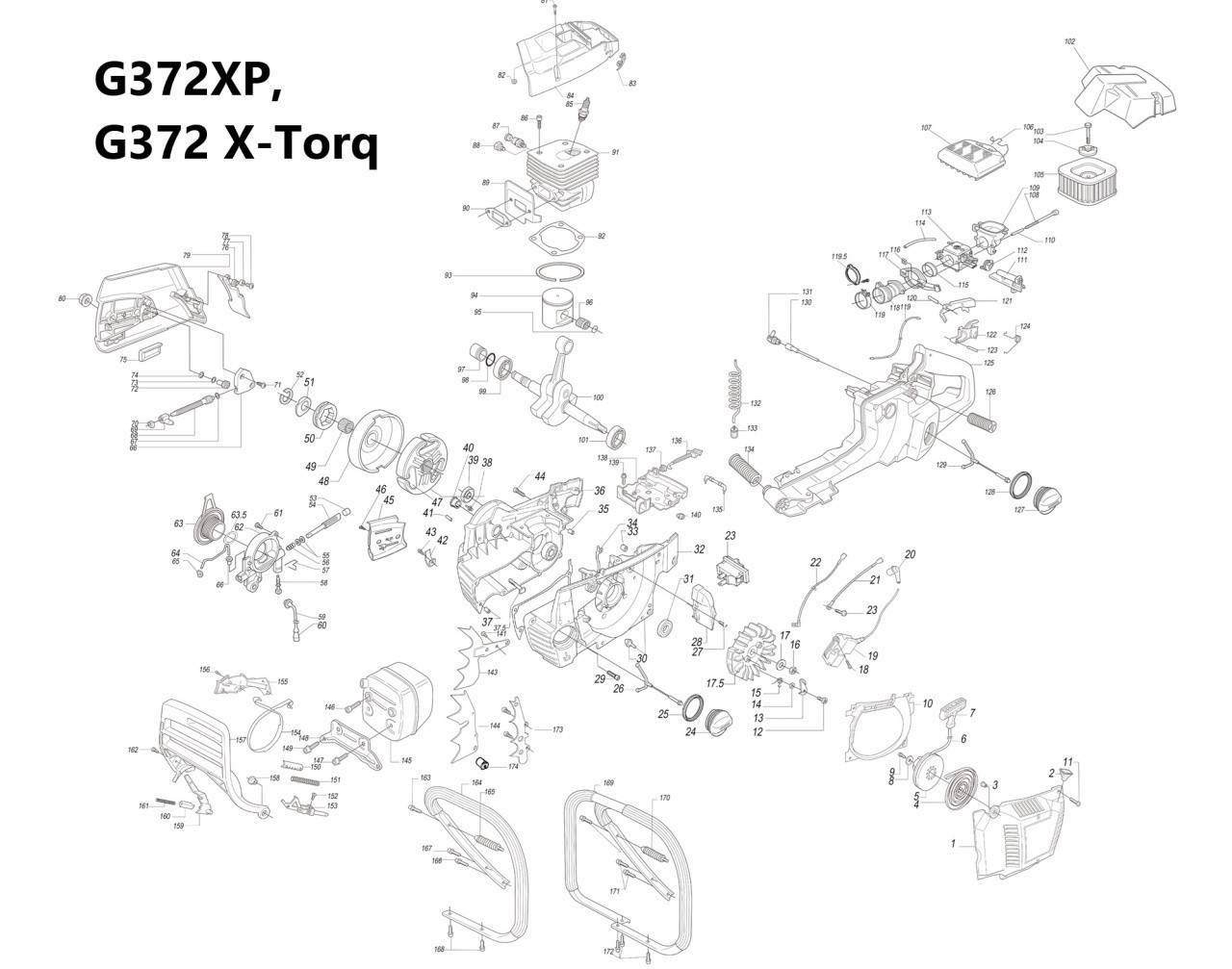 Kit de reparatie drujba Holzfforma® G372XP 71cc