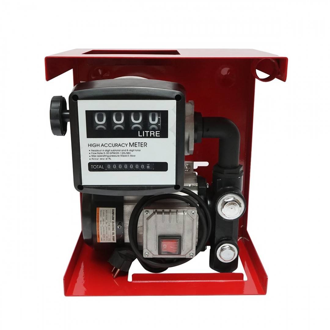 Kit pompa transfer motorina 220V 550W cu contor, furtun aspiratie 1,5m, furtun transfer 4m si pistol Breckner Germany