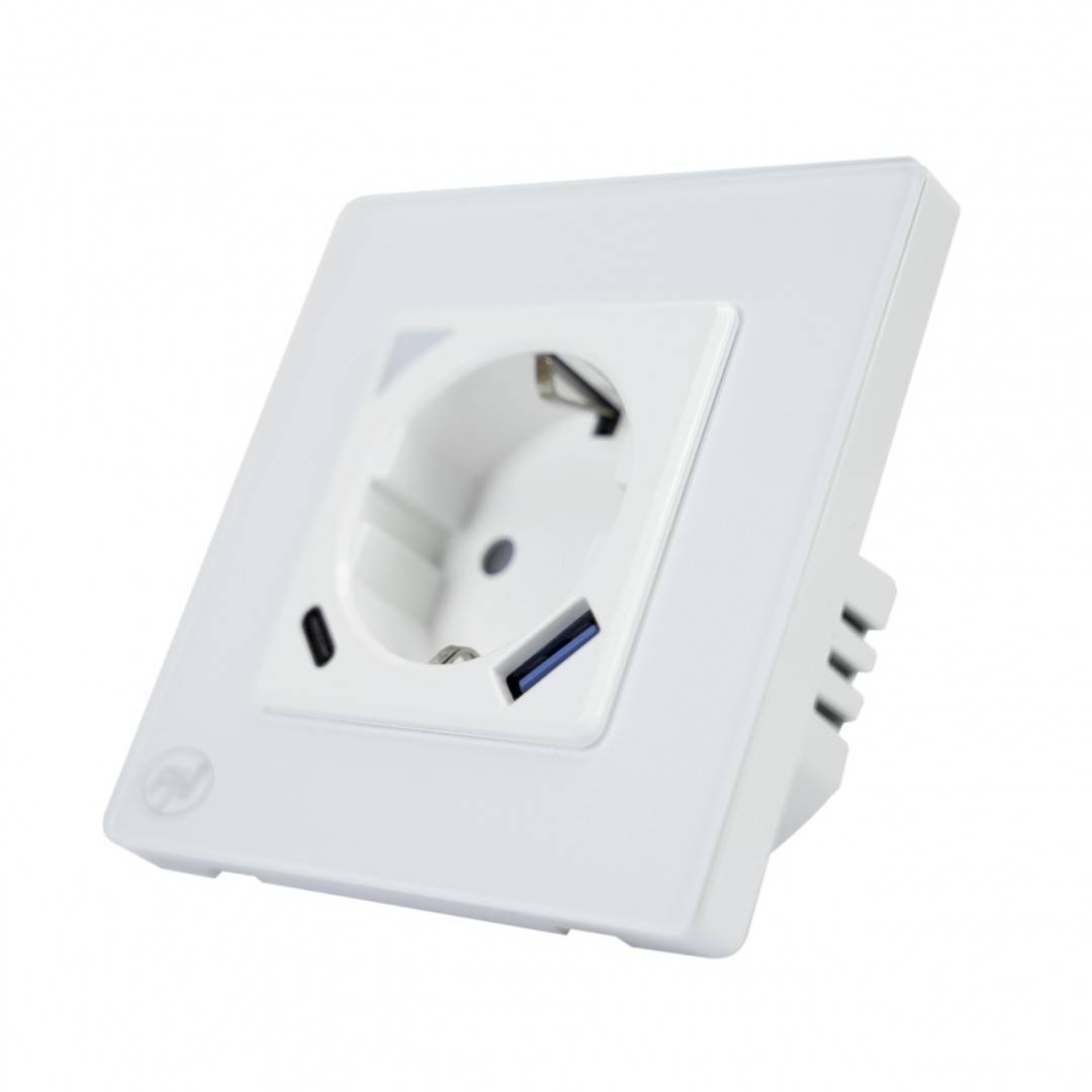 Kit Priza dubla inteligenta PNI SmartHome WP202 WiFi cu rama montaj ingropat control prin internet