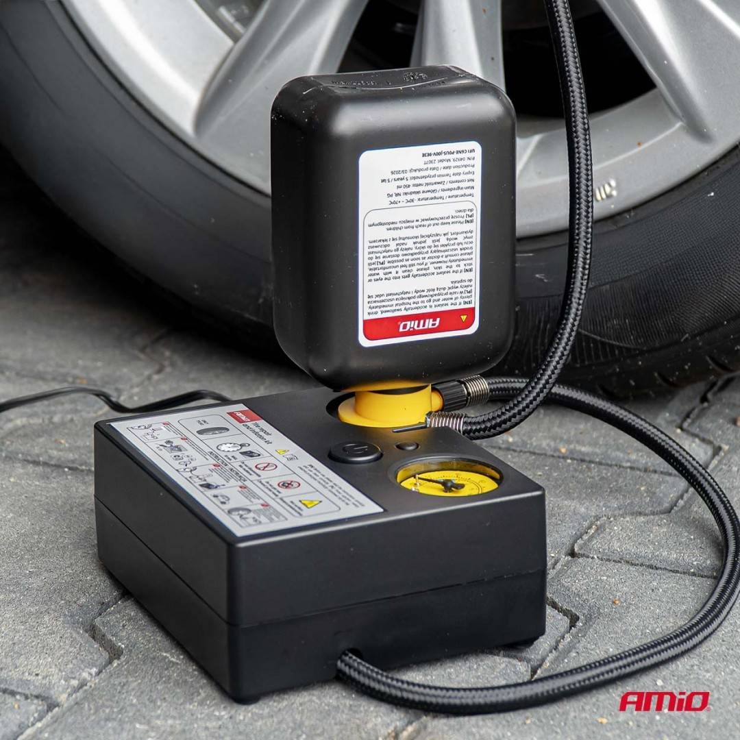 Kit reparatie anvelopa cu compresor 12V Amio