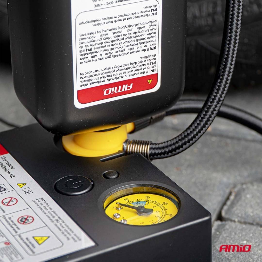 Kit reparatie anvelopa cu compresor 12V Amio