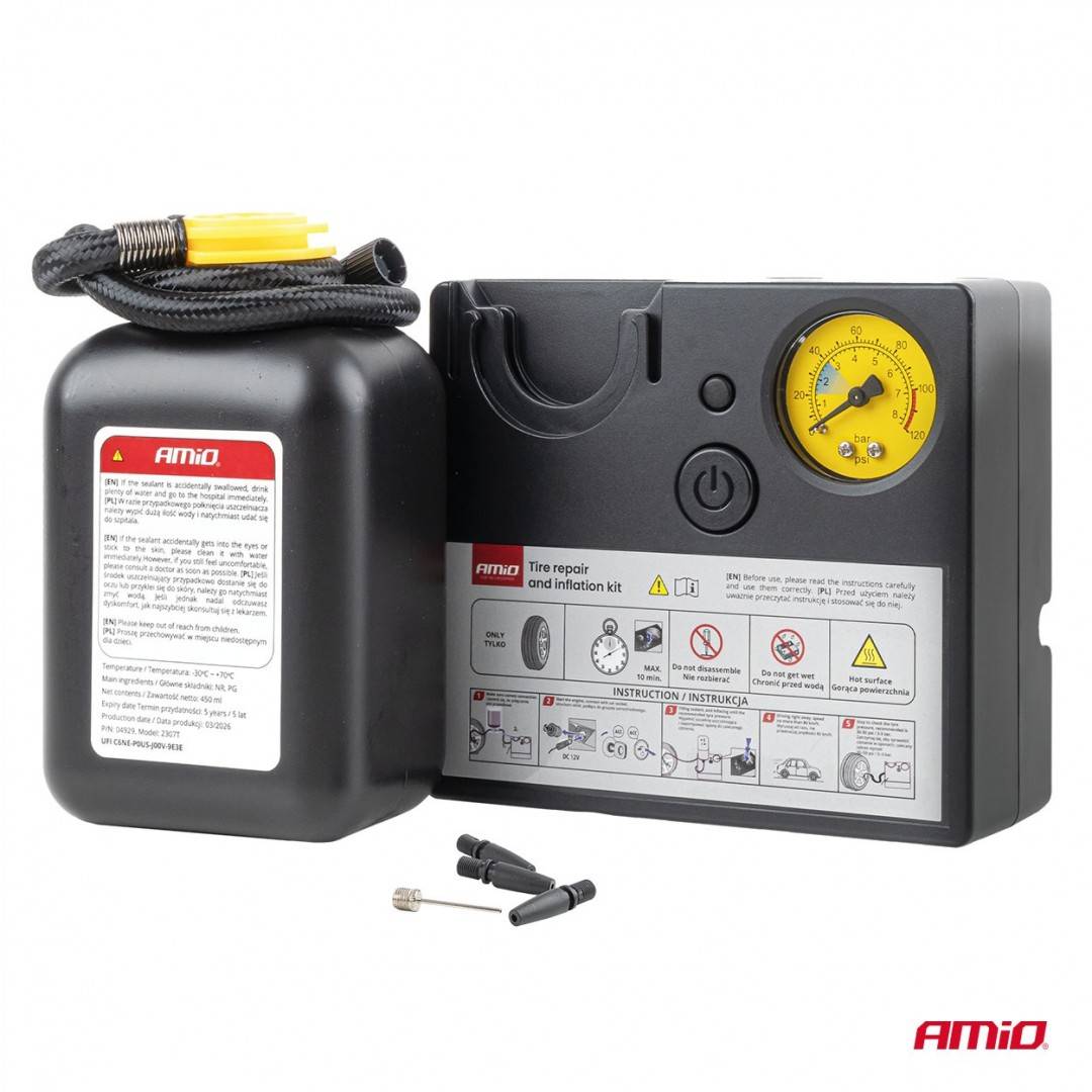 Kit reparatie anvelopa cu compresor 12V Amio