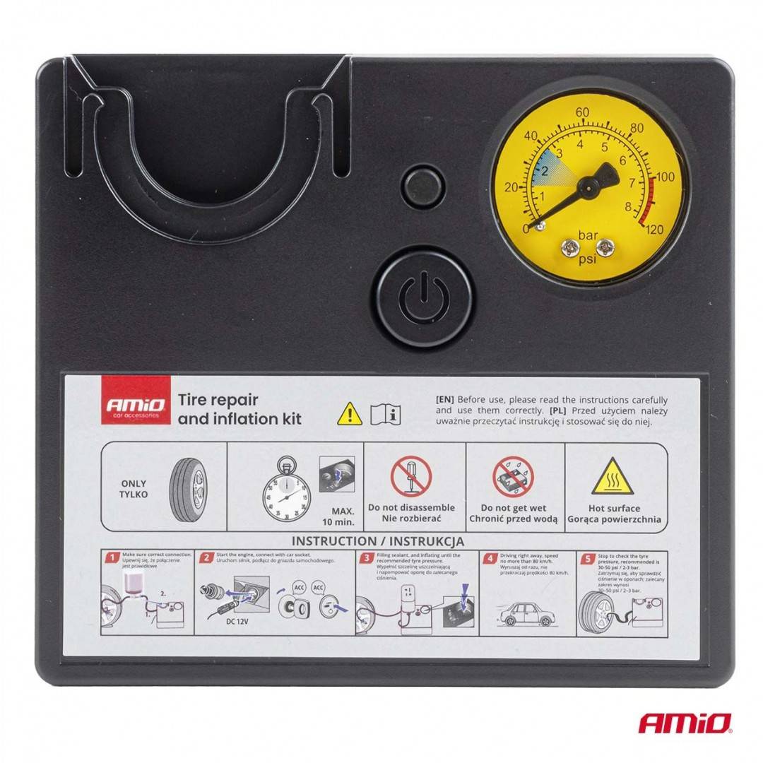 Kit reparatie anvelopa cu compresor 12V Amio