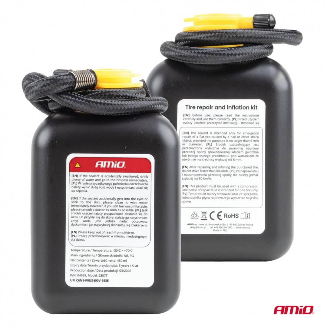 Kit reparatie anvelopa cu compresor 12V Amio