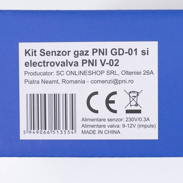 Kit Senzor gaz PNI GD-01 si electrovalva PNI V-02 cod 2014172