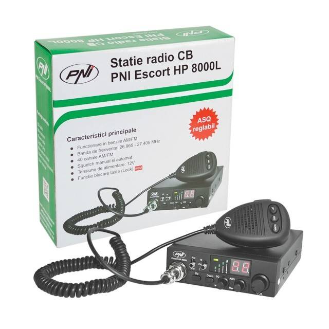 Kit Statie radio CB PNI Escort HP 8000L ASQ + Antena CB PNI S75 cu cablu si montura fixa