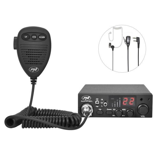 Kit Statie radio CB PNI ESCORT HP 8001L ASQ cu casti PNI HS81 + Antena CB PNI ML160 cu magnet 145mm, lungime 155 cm