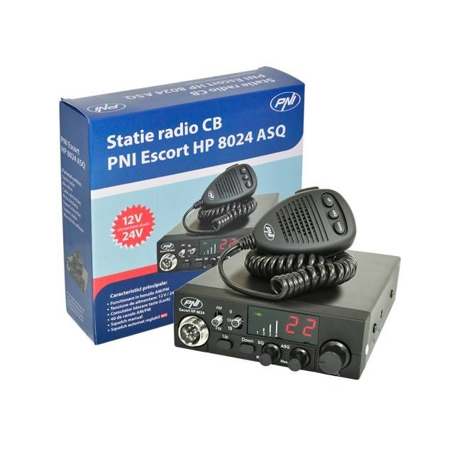 Kit Statie radio CB PNI ESCORT HP 8024 ASQ + Antena CB PNI ML100