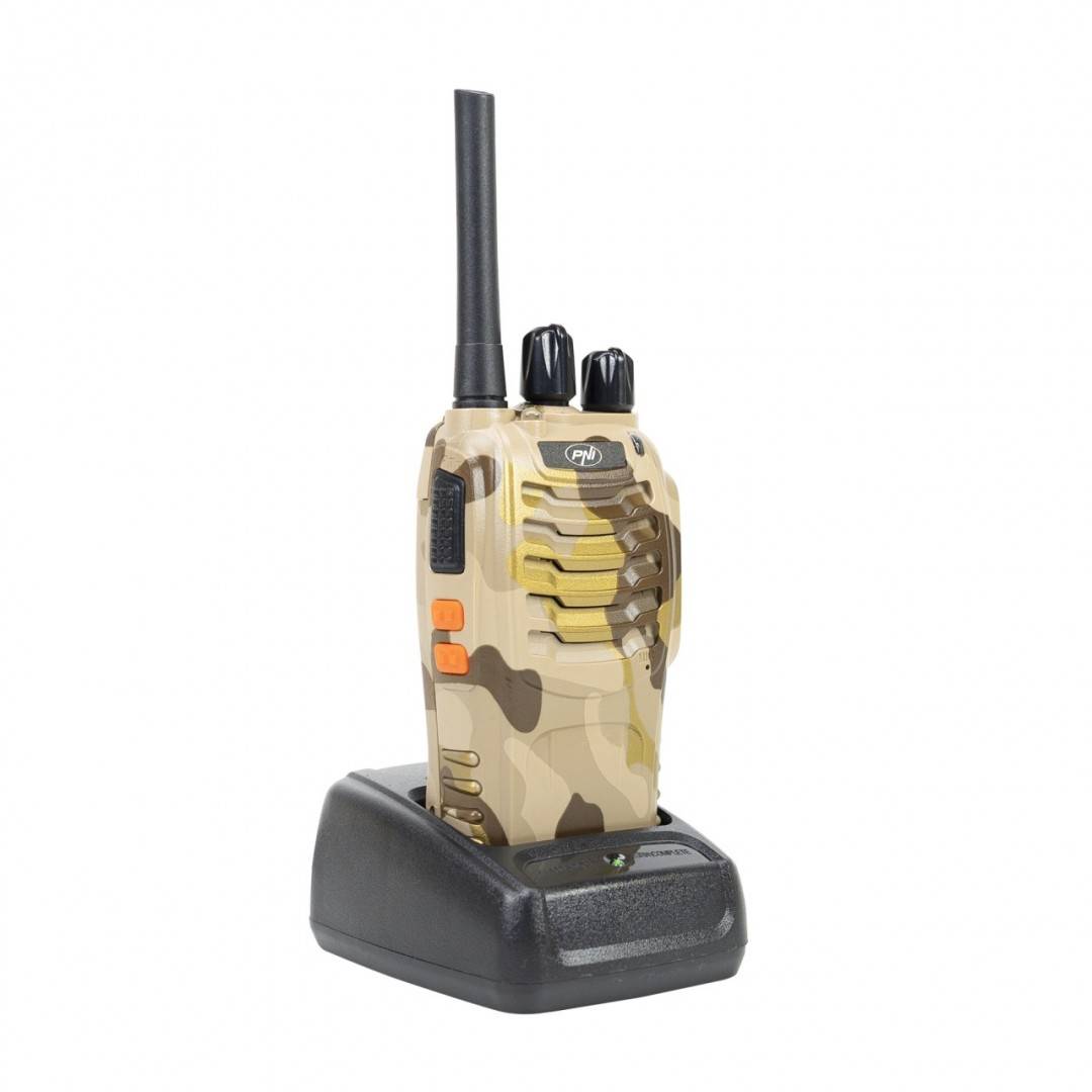 Kit Statii radio portabile PNI PMR R40 CAMO 0.5W, 16 canale, tonuri 50 CTCSS si 104 DCS, ASQ, TOT, monitor, set 6 bucati