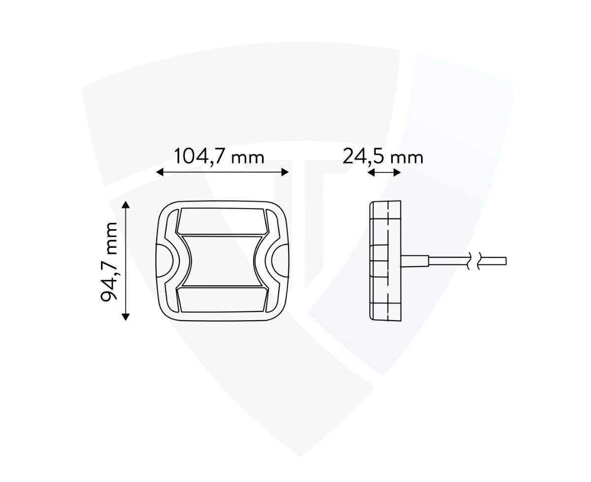 Lampă spate LED, dreapta, 10-30V, pătrată, 4 funcții