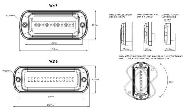 Lampa avertizare STROBO led, lumina portocalie WAS