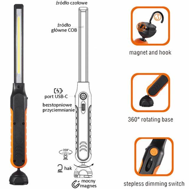 Lampa de atelier LED 1000 LM 2600 mAh VERKE PREMIUM