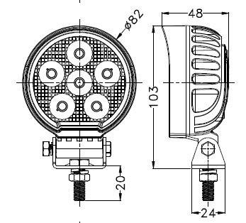 Lampa de lucru, 24LED OSRAM, 24W, rotunda, difuză