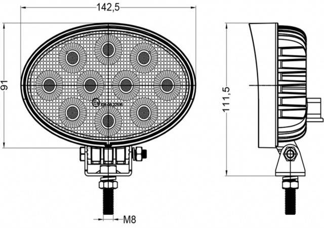 Lampa de lucru 40 LED OSRAM, 40 W, difuza, ovala