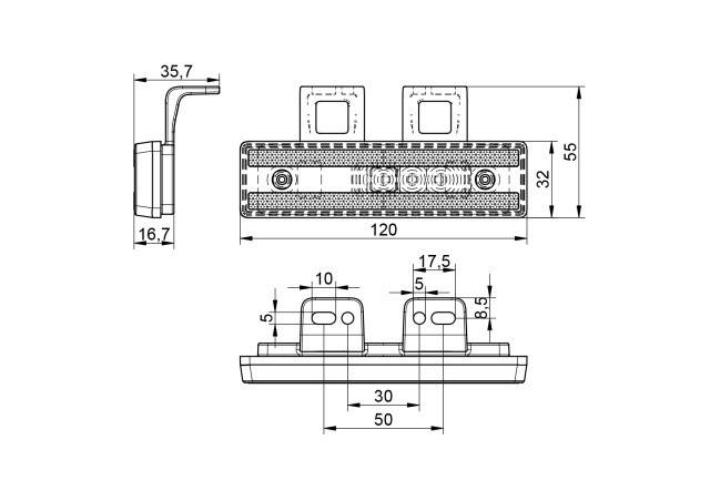 Lampa de marcaj rosie DPT100 LED cu suport