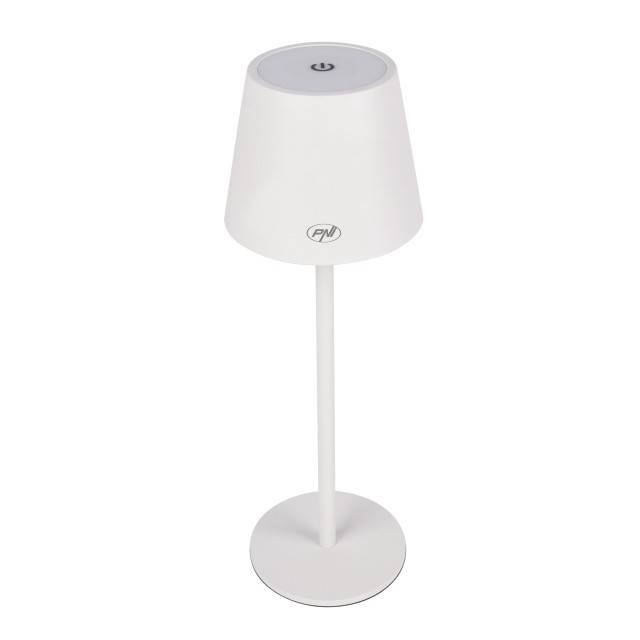 Lampa de masa PNI LT04W cu LED 2.5W, acumulator 1200 mAh, incarcare prin USB-C, 150 lumeni, lumina alba calda 3000K, culoare Alb