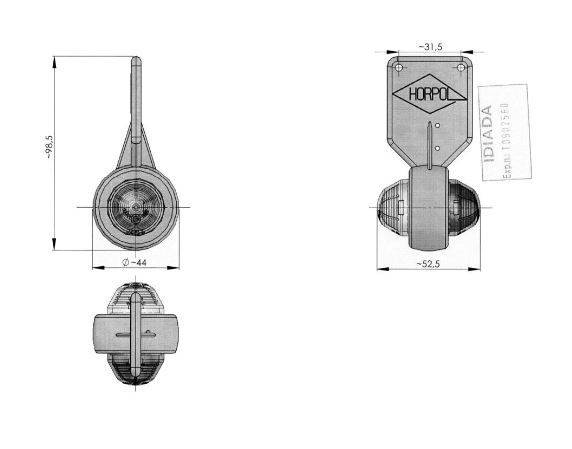 Lampa gabarit cu brat 98mm, LED
