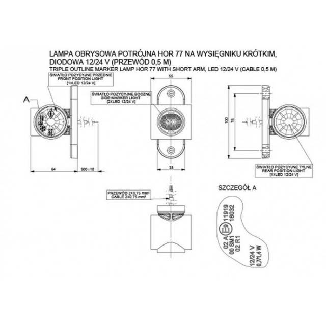 Lampa gabarit LED 3 culori - HORPOL
