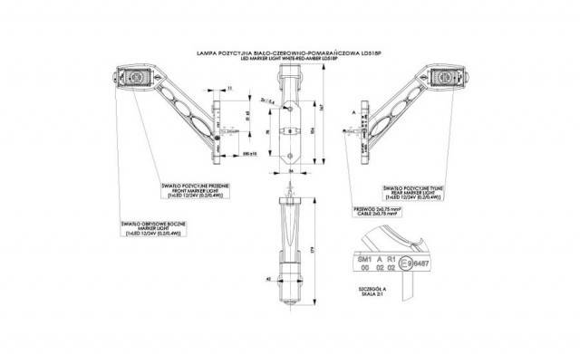 Lampa gabarit LED 3 CULORI DREAPTA HORPOL