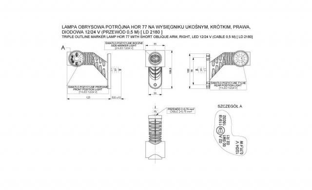 Lampa gabarit LED 3 culori dreapta HORPOL