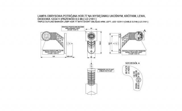 Lampa gabarit LED 3 culori stanga HORPOL
