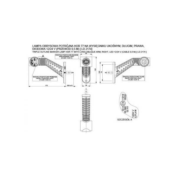 Lampa gabarit LED 3 culori stanga HORPOL