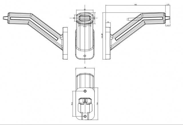 Lampa gabarit LED 3 culori WAS 12/24V DREAPTA