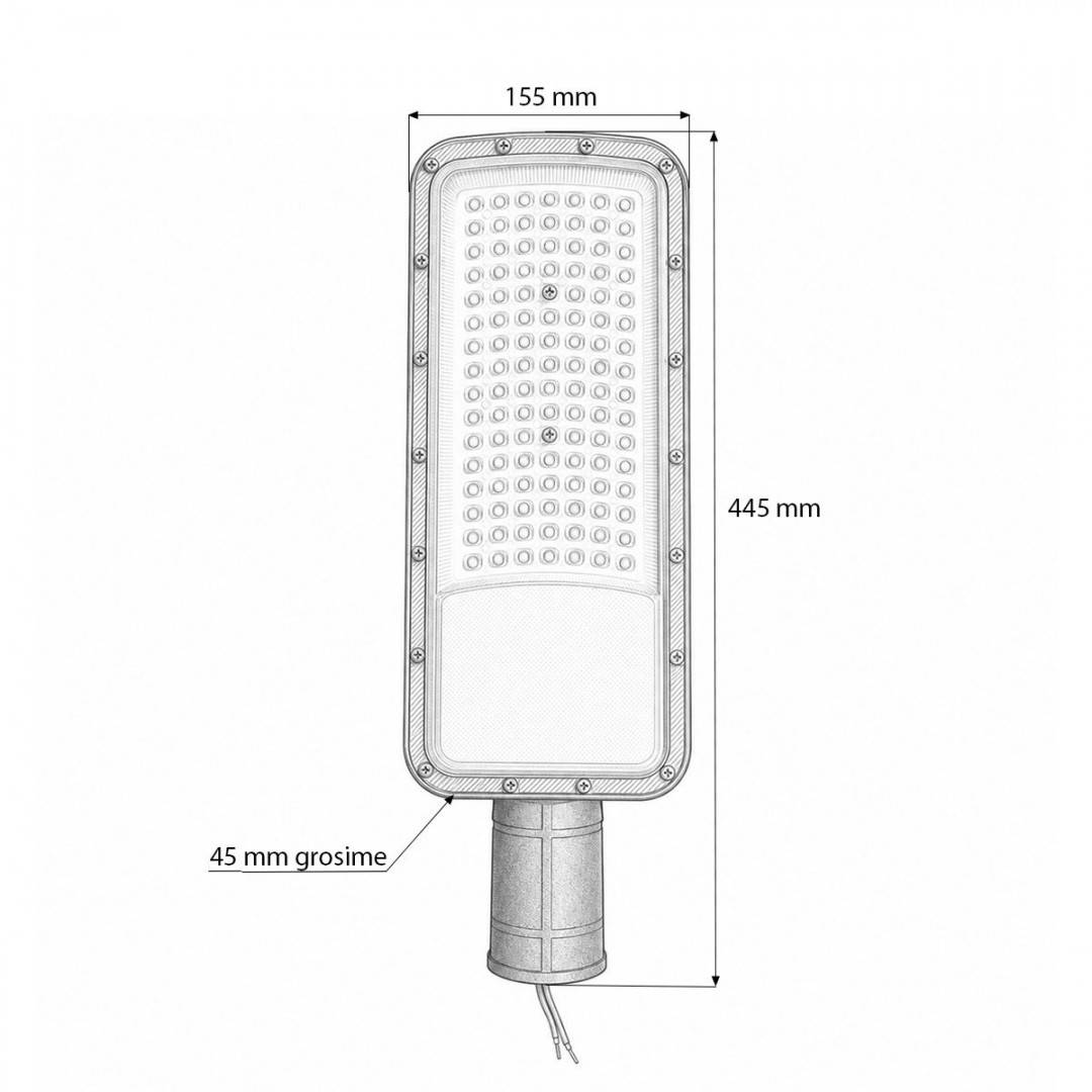 Lampa iluminat stradal LED 100W, 100-265V, 6500K, 14000lm cu prindere pe stalp 445x155x45mm IP66 Breckner Germany