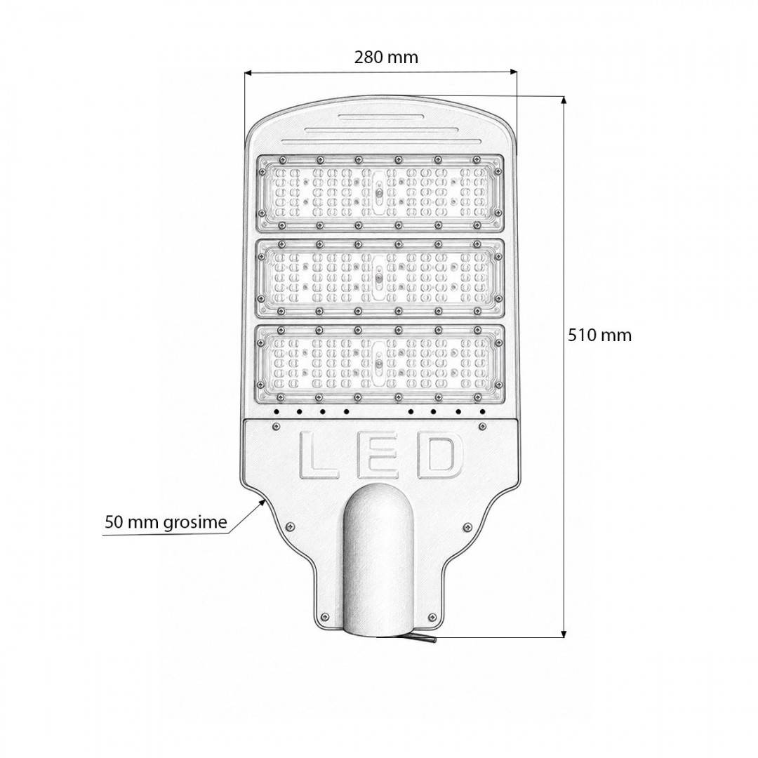 Lampa iluminat stradal LED 150W, 100-265V, 6500K, 19500lm cu prindere pe stalp 510x280x50mm IP66 Breckner Germany