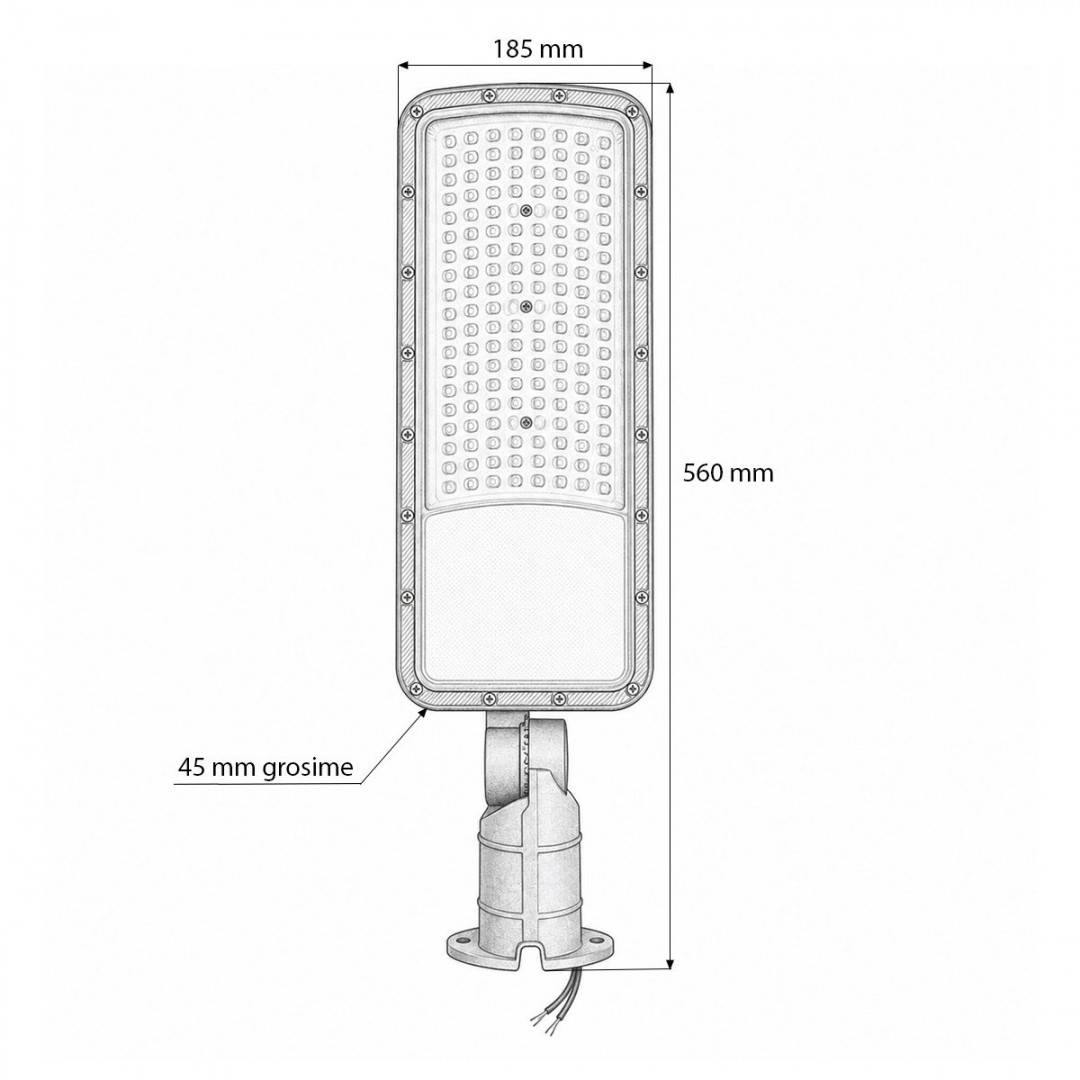 Lampa iluminat stradal LED 150W, 100-265V, 6500K, 21000lm cu prindere pe stalp 560x185x45mm IP66 Breckner Germany