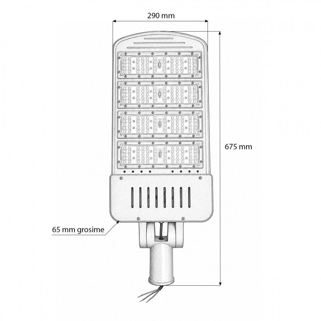 Lampa iluminat stradal LED 200W, 100-265V, 6500K, 32000lm cu prindere pe stalp 675x290x65mm IP66 Breckner Germany