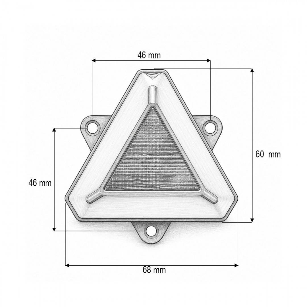 Lampa laterala LED triunghiulara 12-24V, galben fumuriu, 18 LED-uri 68x60mm Breckner Germany