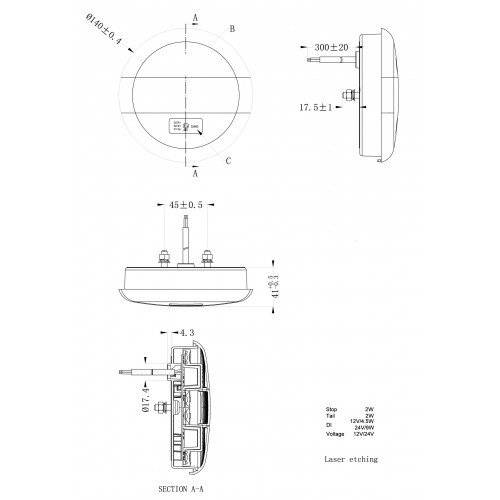 LAMPA LED 3 FUNCTII DREAPTA - SEMNALIZARE DINAMICA