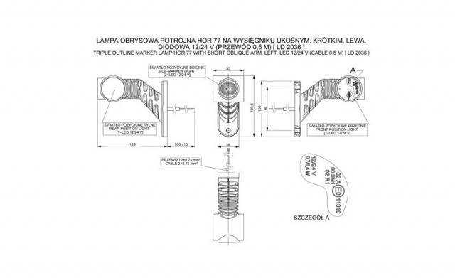 Lampa LED gabarit trei culori stanga HORPOL