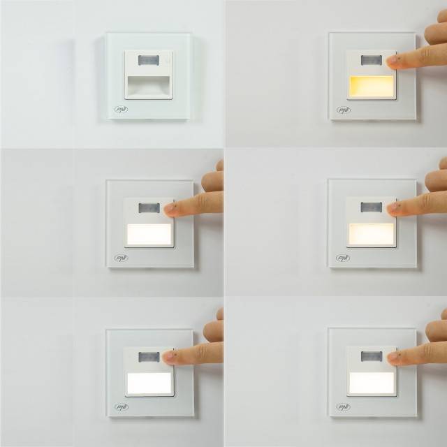 Lampa LED PNI WL100 pentru iluminare trepte scara, montaj incastrat, cu senzor de miscare, senzor de lumina, culoare lumina reglabila, intensitate