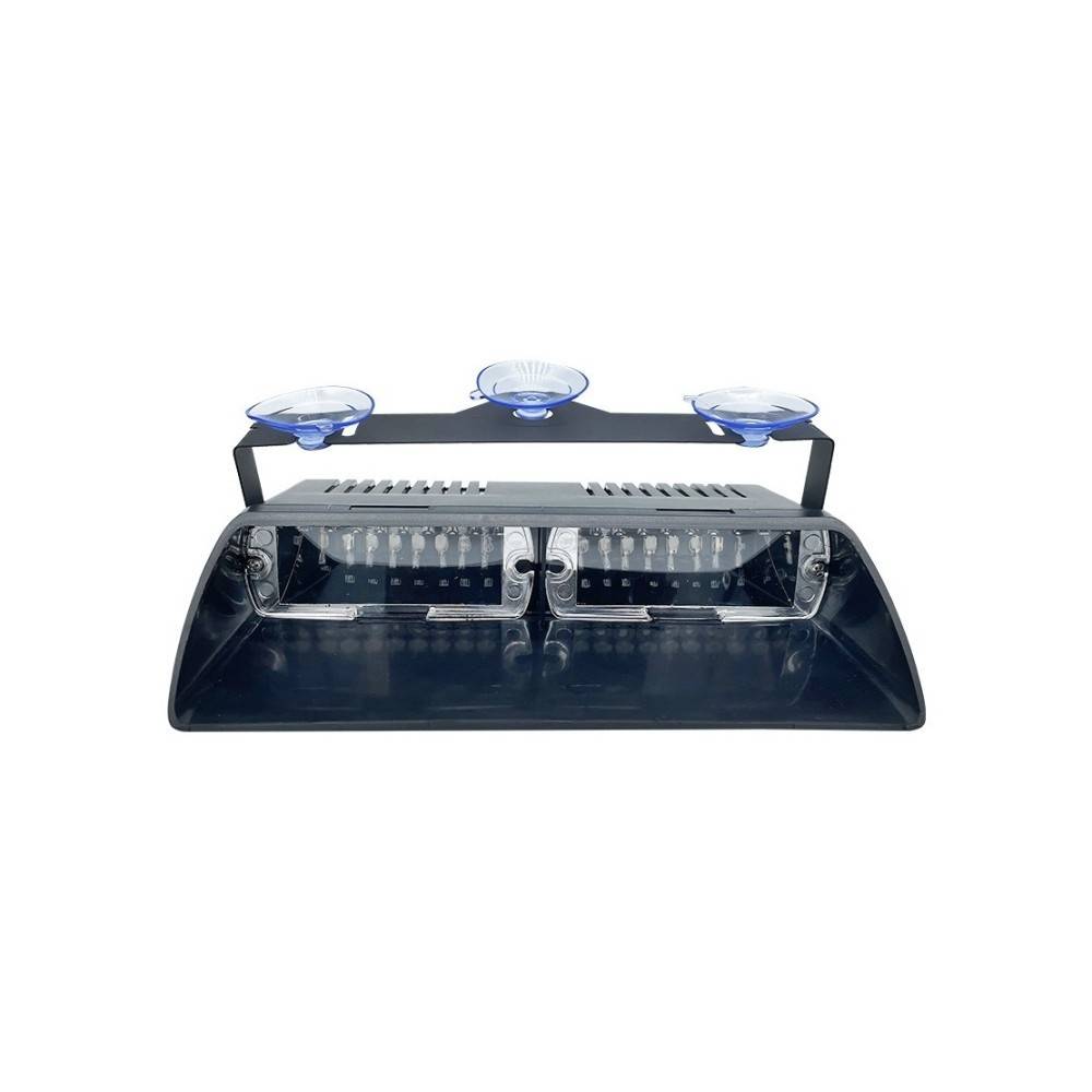 Lampa LED stroboscopica auto parbriz 24 LED 12V portocaliu cu ventuze si 18 moduri