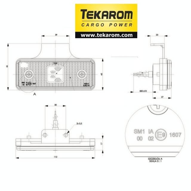 Lampa marcaj lateral cu suport HORPOL
