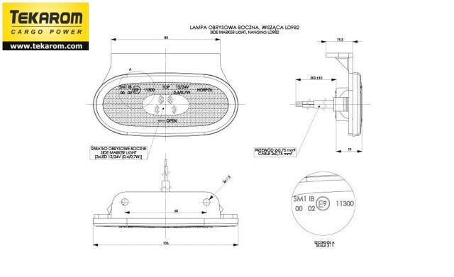 Lampa marcaj lateral cu suport HORPOL