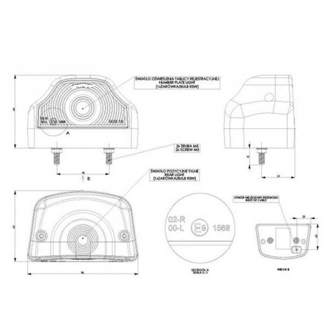 Lampa pentru placuta de inmatriculare