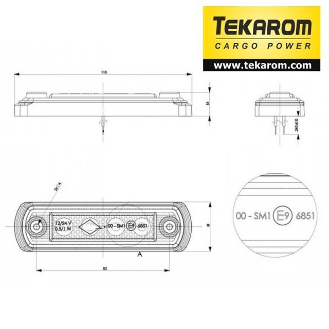 Lampa pozitie ovala galbena HORPOL