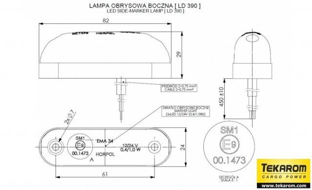 Lampa pozitie ovala portocalie HORPOL