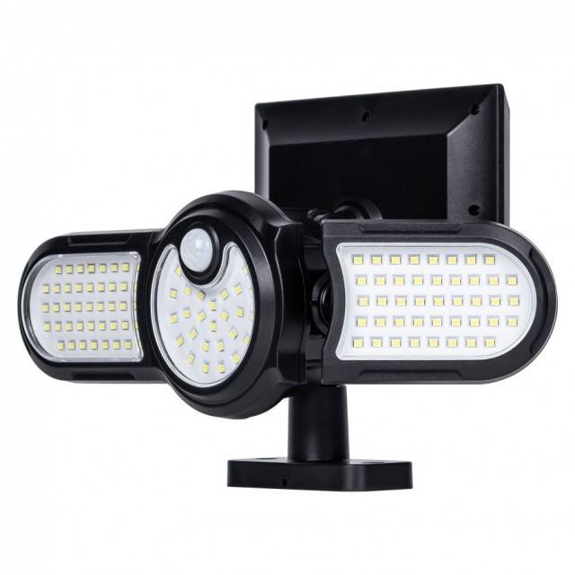 Lampa solara, 112 x LED, cu senzor de miscare, 3 capete rotative 360°