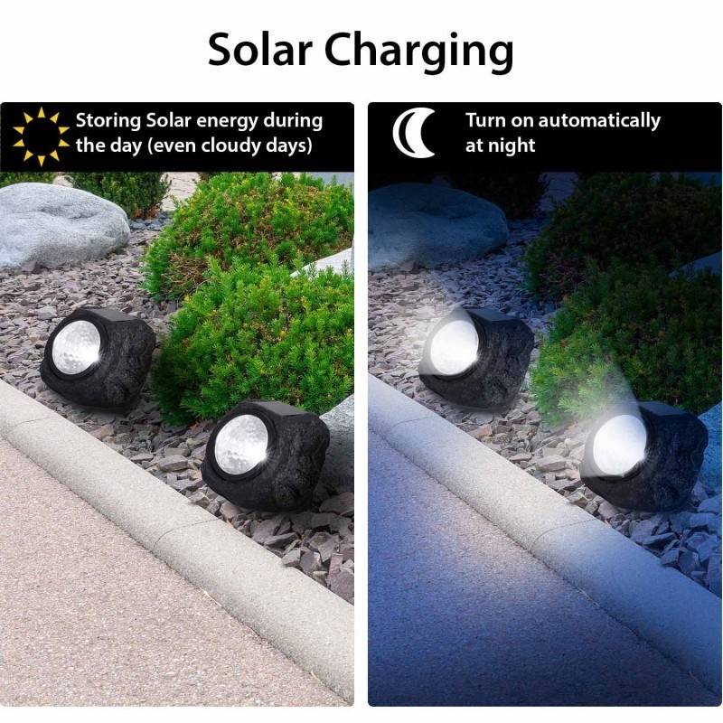 Lampa solara LED in forma de piatra