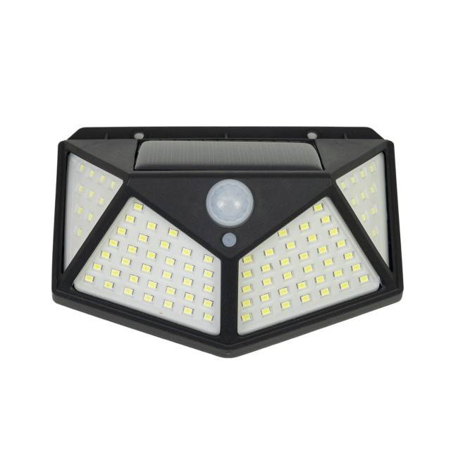 Lampa solara LED PNI GreenHouse WS10, 100 LED-uri, 600 lm, unghi PIR 120 grade, acumulator 1800 mAh, montaj pe perete