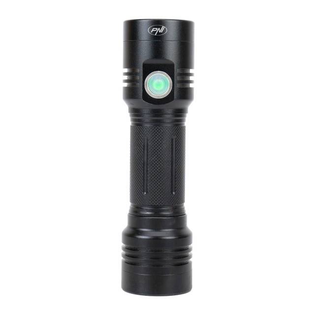 Lanterna dubla PNI Adventure F200 din aluminiu cu LED, acumulator 4000mAh si port micro USB, 3 LED-uri cu deschidere mare si unul cu focus, ambele au