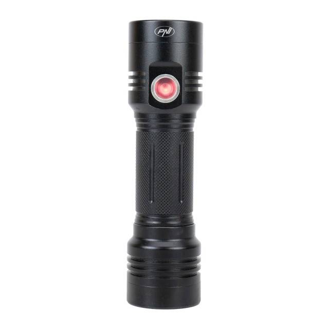 Lanterna dubla PNI Adventure F200 din aluminiu cu LED, acumulator 4000mAh si port micro USB, 3 LED-uri cu deschidere mare si unul cu focus, ambele au