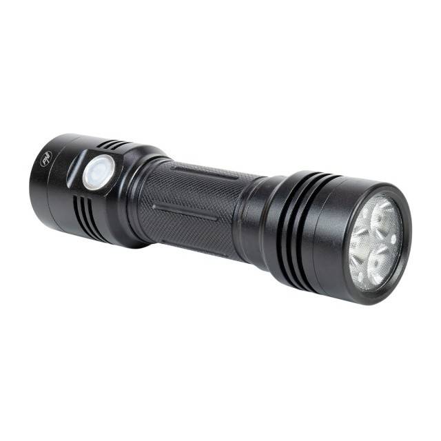 Lanterna dubla PNI Adventure F200 din aluminiu cu LED, acumulator 4000mAh si port micro USB, 3 LED-uri cu deschidere mare si unul cu focus, ambele au