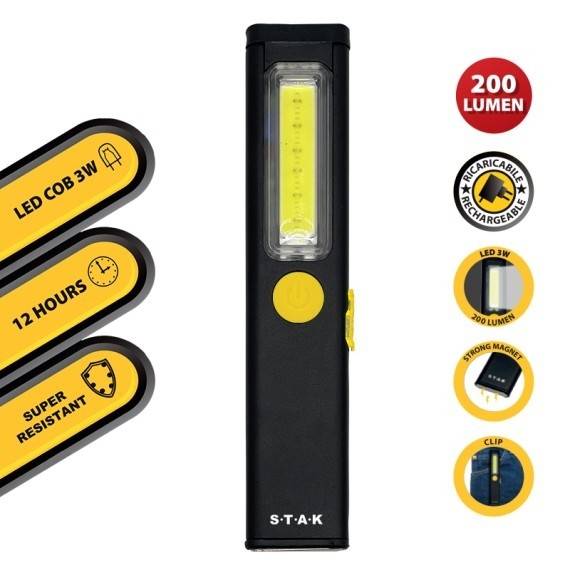 Lanterna LED Reincarcabila STEALTH 3W, Ultra Subtire din Aluminiu, Neagra