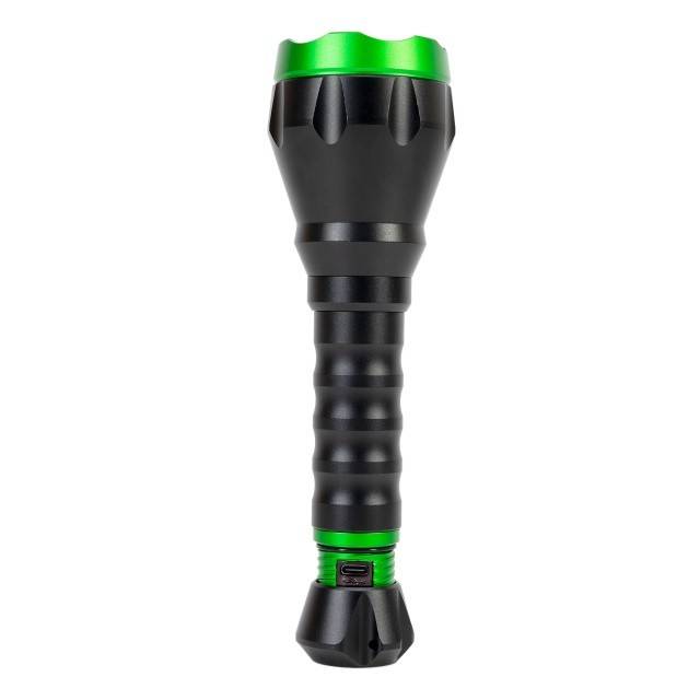 Lanterna PNI Adventure F750 Green Light din aluminiu, LED 10W, 500 lm, pana la 850 m, IP44, acumulator 4000mAh inclus, incarcare prin USB Type-C,